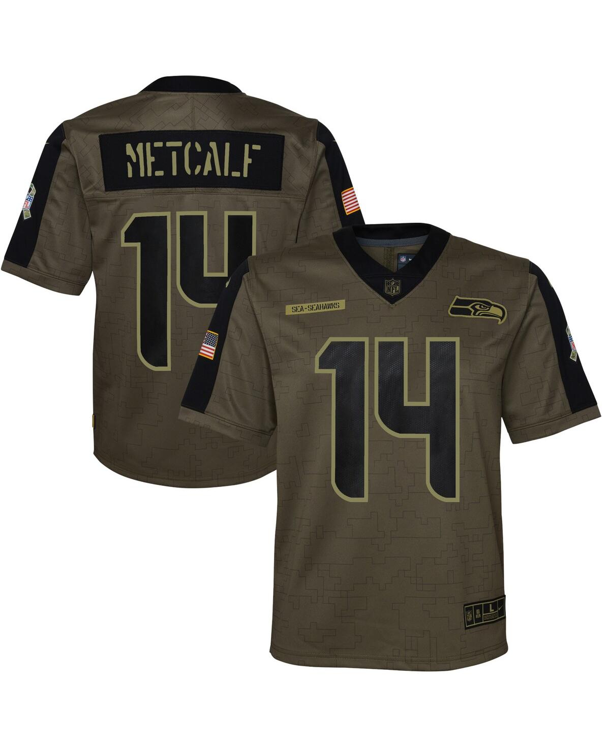 Youth Boys Nike Dk Metcalf Olive Seattle Seahawks 2021 Salute To Service Game Jersey