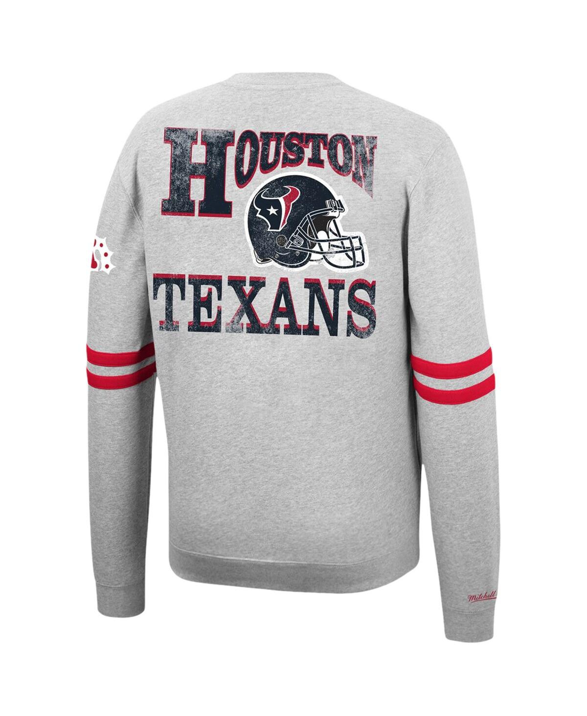 Shop Mitchell & Ness Men's  Heathered Gray Houston Texans Allover Print Fleece Pullover Sweatshirt