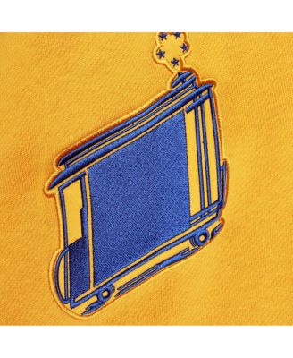 Men's Royal San Francisco Warriors Hardwood Classics 75th Anniversary Colorblock Pullover Hoodie