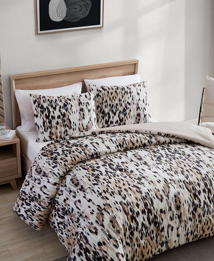 Kenneth Cole New York Abstract Leopard 3 Piece Comforter Set, Full ...