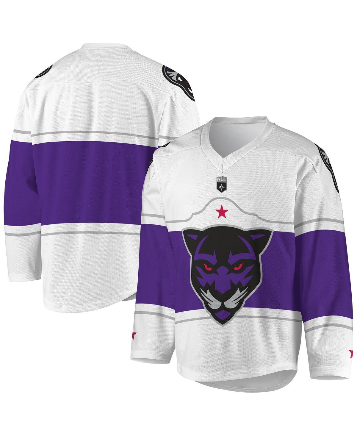 Men's White and Purple Panther City Lacrosse Club Replica Jersey - White, Purple