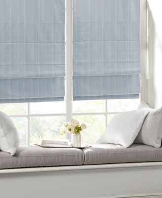 Basketweave Room Darkening Cordless Roman Shade, Single Panel for Bedroom, Thermal Insulated Window Blind Treatment for Living Room, Width 39 length 64 inches, Blue Window Panel