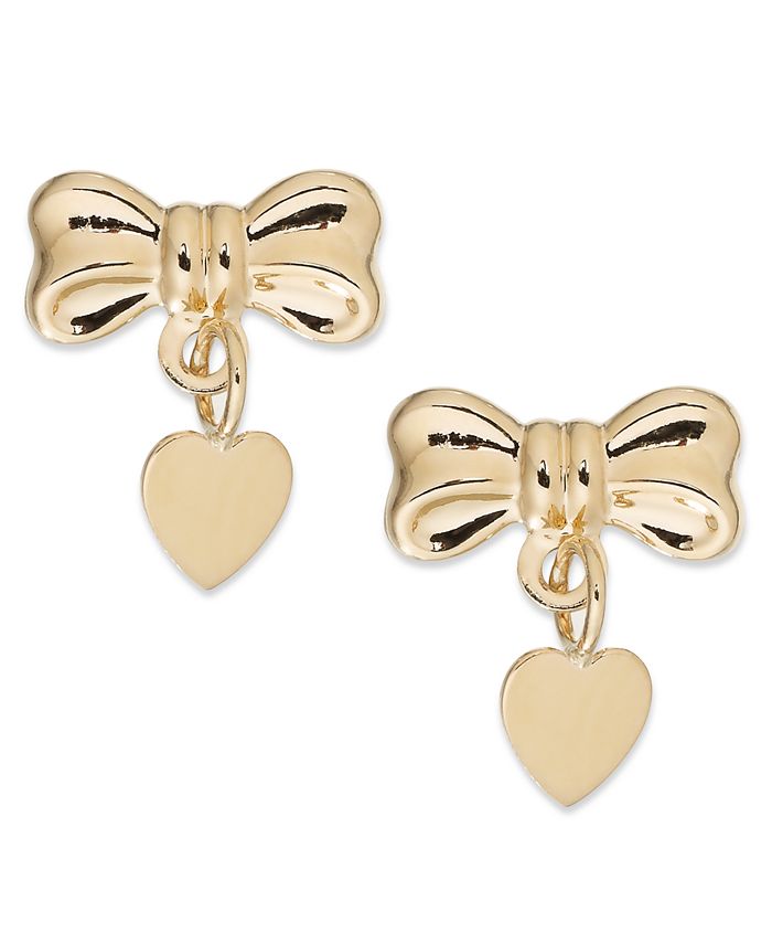 Macy's - Bow and Heart Drop Earrings in 14k Gold