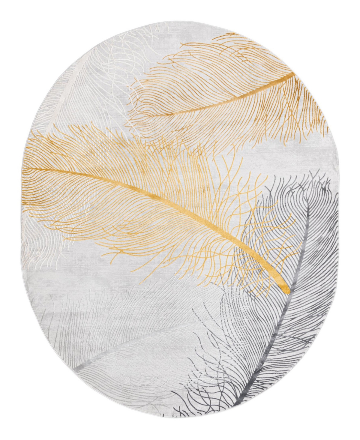 Bayshore Home Islin ISL02 7'10in x 10' Oval Area Rug - Gray, Amber