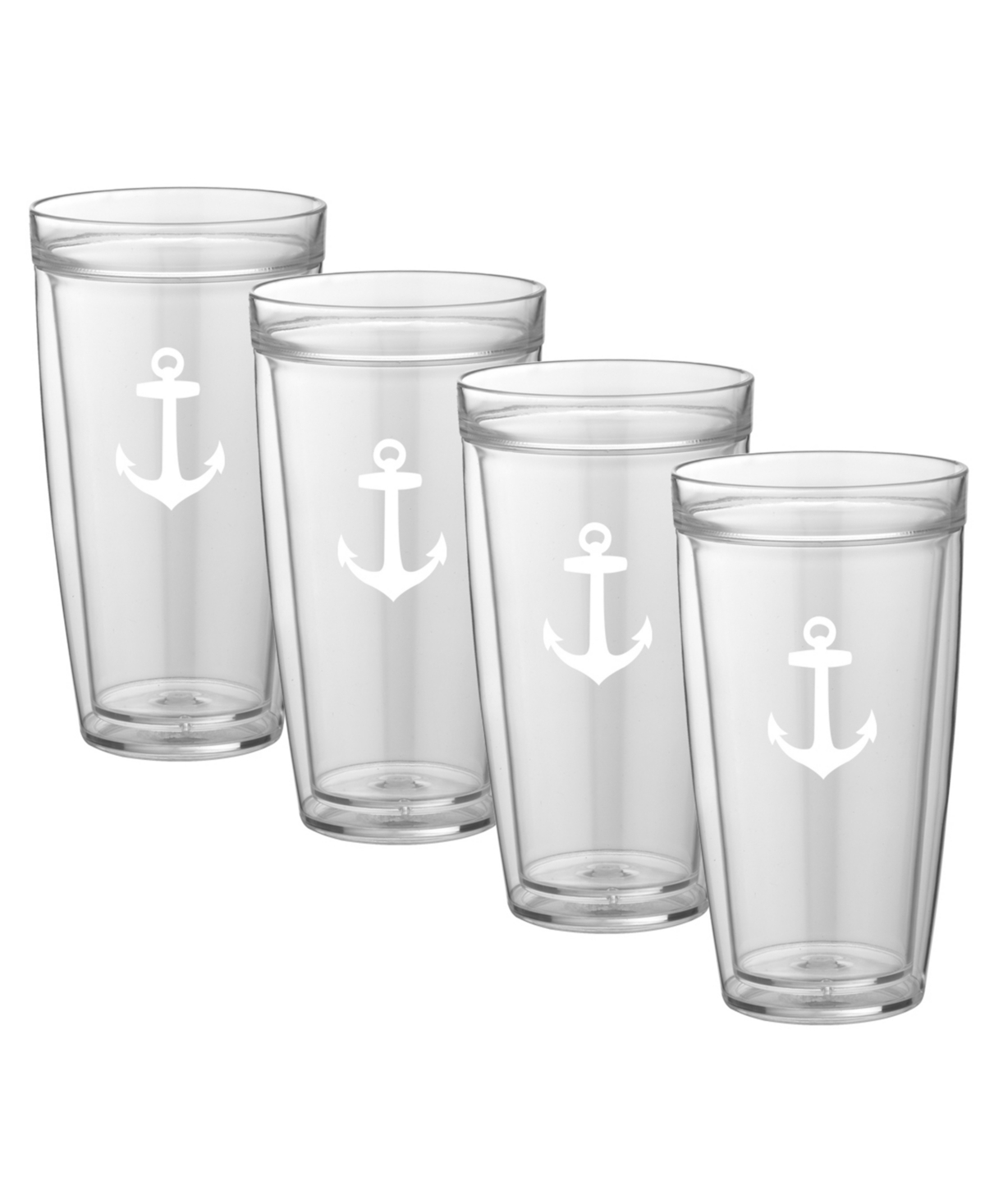 Pastimes 22 Oz Double Old Fashioned Tall Drinking Anchor Glass, Set of 4