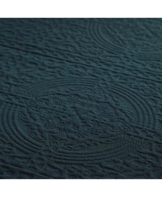 100% Cotton Fleur De Lis Medallion All-Season 3-Piece Coverlet Set, Full