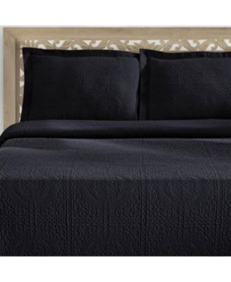 100% Cotton Fleur De Lis Medallion All-Season 3-Piece Coverlet Set, Full
