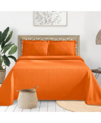 100% Cotton Fleur De Lis Medallion All-Season 2-Piece Coverlet Set, Twin