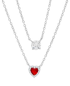 Ruby (5/8 ct. t.w.) & Lab-Created White Sapphire (1 ct. t.w.) 16" Layered Necklace in Sterling Silver (Also in Lab-Created Green Quartz)