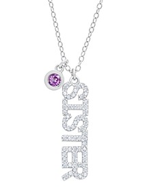Amethyst (3/8 ct. t.w.) & Cubic Zirconia Bezel & SISTER 18" Pendant Necklace in Sterling Silver (Also in Green Quartz)