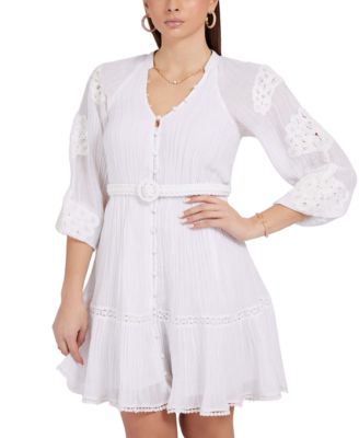GUESS - Arita Belted Crochet-Detail Shirtdress