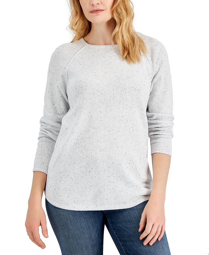 Karen Scott Petite Curved-Hem Neps Pullover Sweater, Created for Macy's ...