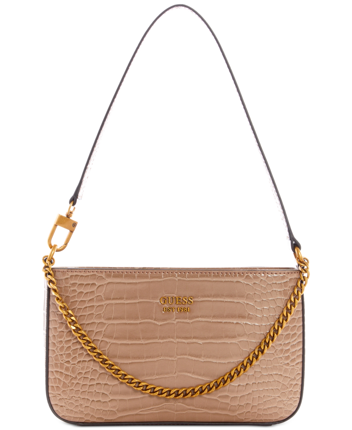 Guess Katey Croc Shoulder Bag In Light Rum