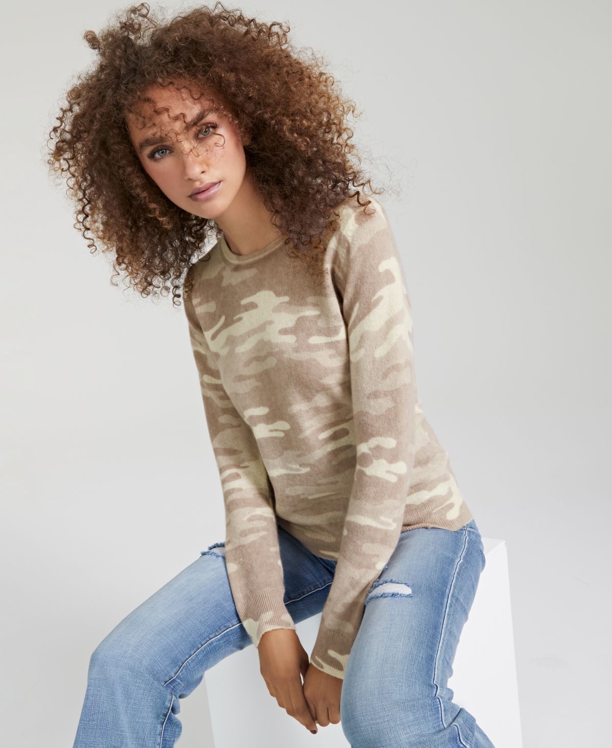 Charter Club Women's 100% Cashmere Camo Sweater, Created for Macy's