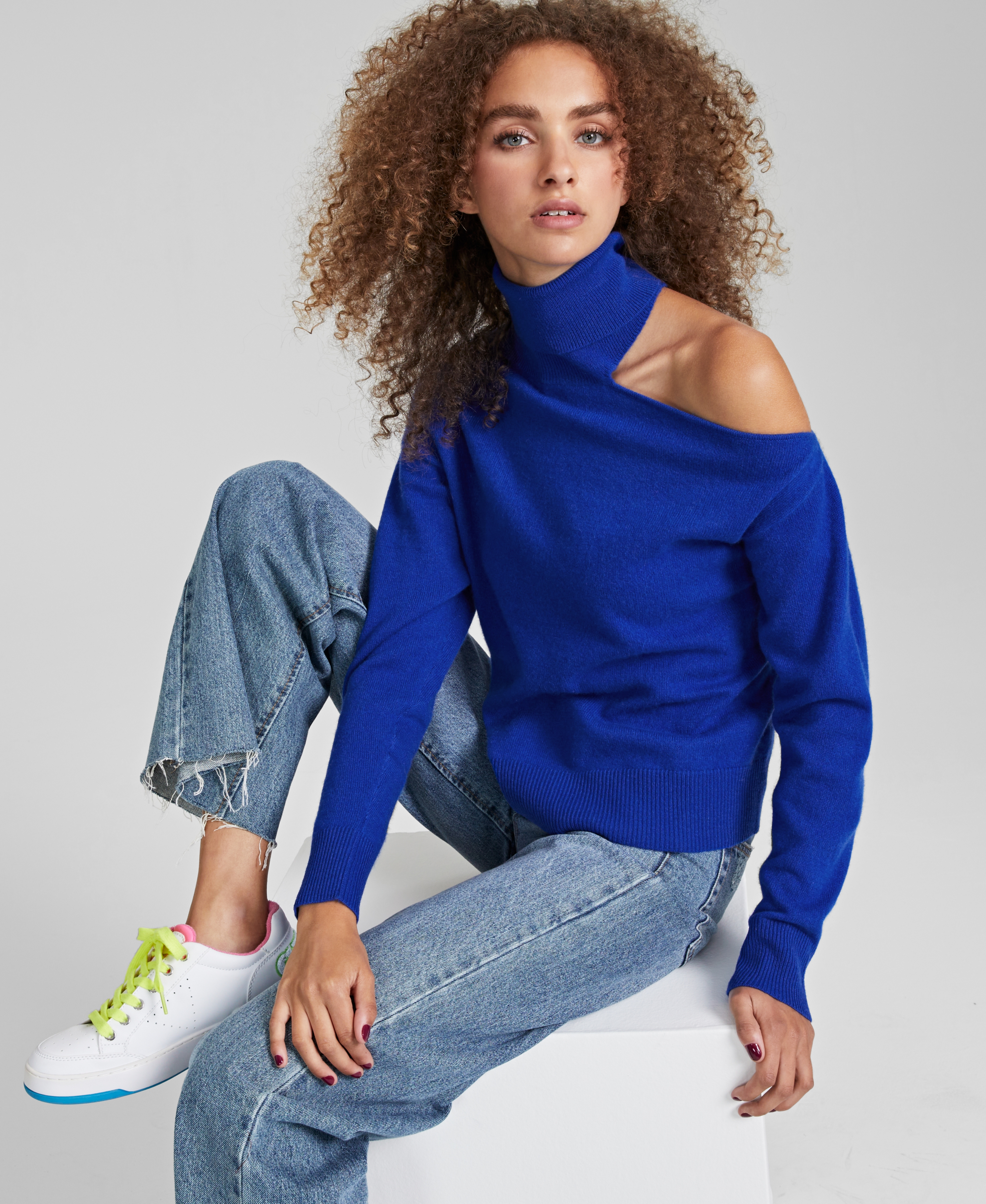 Charter Club Womens Cashmere Cold Shoulder Turtleneck Sweater eBay