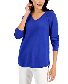 Women's Cotton V-Neck Sweater, Created for Macy's