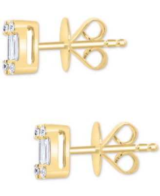 EFFY&reg; Diamond Emerald-Shaped Baguette Cluster Stud Earrings (3/4 ct. t.w.) in 14k Gold