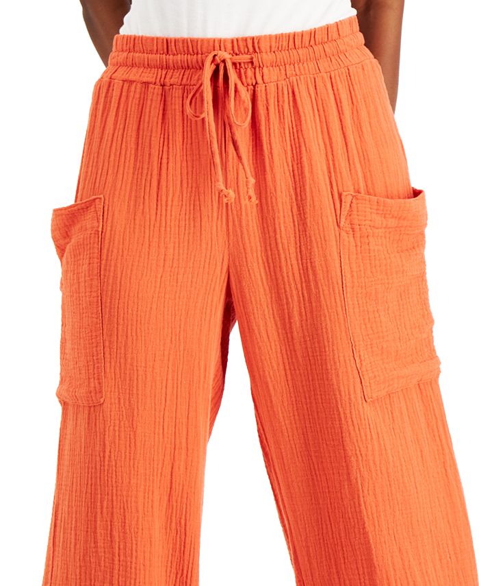 Indigo Rein Juniors' Cotton Gauze WideLeg Crop Drawstring Pants