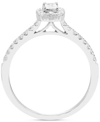 Diamond Princess Halo Engagement Ring (1/2 ct. t.w.) in 14k White Gold