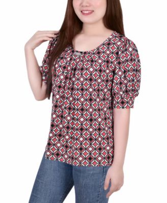 Women's Missy Short Sleeve Balloon Sleeve Top