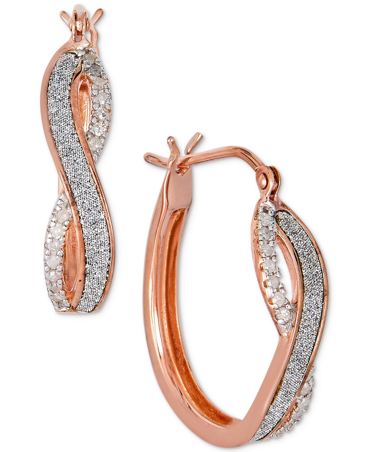 Macy's Diamond Glitter Infinity Hoop Earrings (1/6 Ct. T.w.) In 14k Gold-plated Sterling Silver Or 14k Rose In Rose Gold-plated Sterling Silver