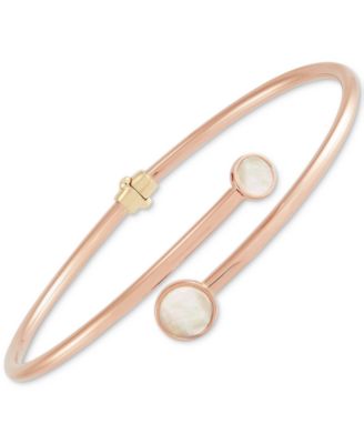 Macy's - Mother of Pearl Bypass Hinged Bangle Bracelet in 14k Rose Gold
