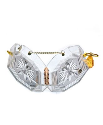 Women's Perfume Bottle Clear Flower Cut Acrylic Box Clutch