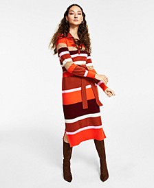 Women's 100% Cashmere Striped Sweater Dress, Created for Macy's