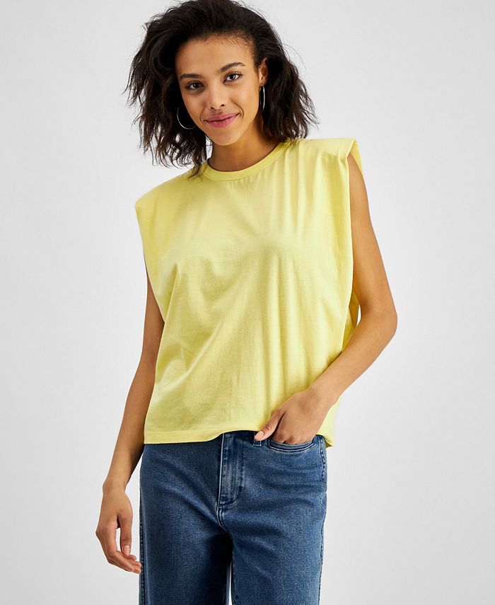 Cotton top with shoulder discount pads