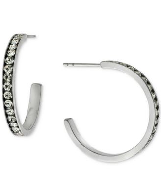 Giani Bernini - Crystal Small Hoop Earrings in Sterling Silver, 1"