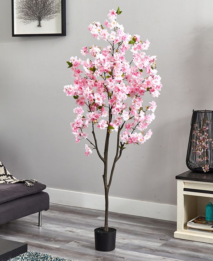 Nearly Natural Cherry Blossom Artificial Tree, 6' - Macy's