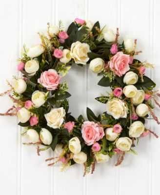 Rose Artificial Wreath, 20"