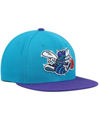 Mitchell & Ness Men's Teal and Purple Charlotte Hornets Hardwood Classics Team Two-Tone 2.0 Snapback Hat