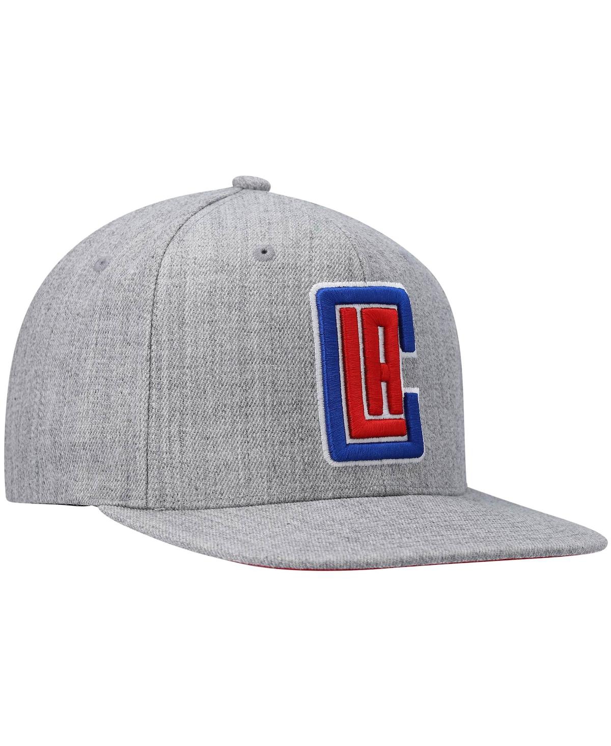Mitchell & Ness Men's  Heather Gray La Clippers Redline Snapback Hat In Heathered Gray