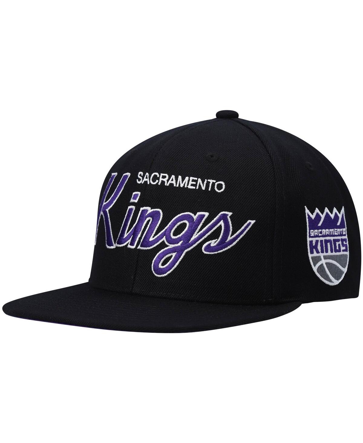Mitchell & Ness Men's  Black Sacramento Kings Hardwood Classics Script 2.0 Snapback Hat In Black