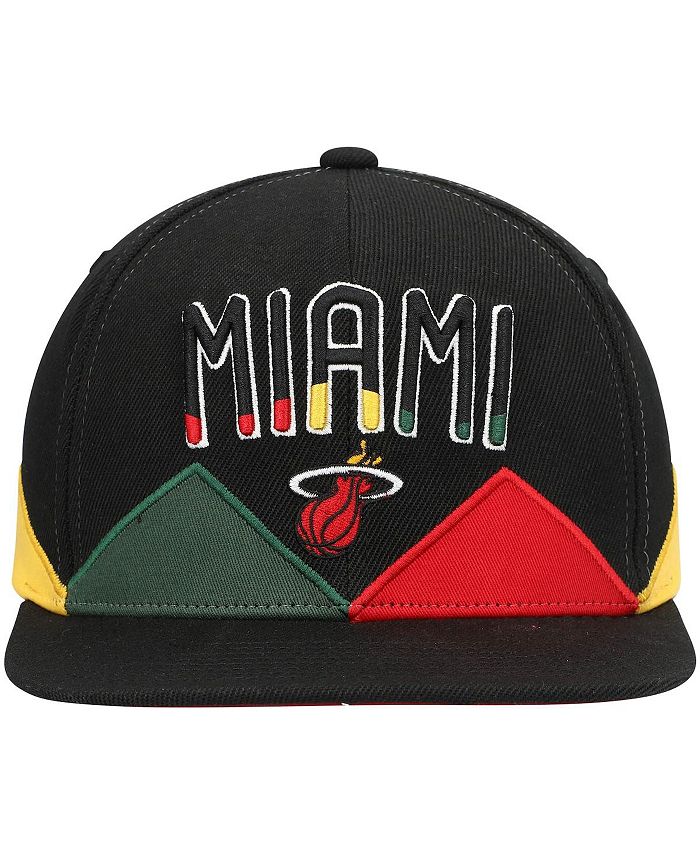 Mitchell & Ness Men's Black Miami Heat Black History Month Snapback Hat ...