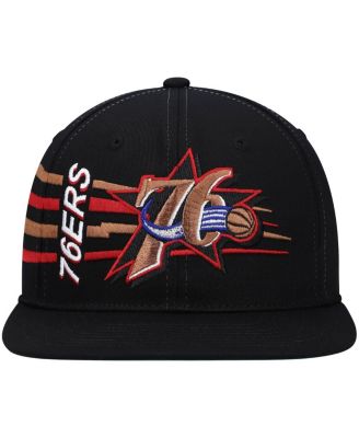 Men's Black Philadelphia 76ers Hardwood Classics Retro Bolt Deadstock Snapback Hat