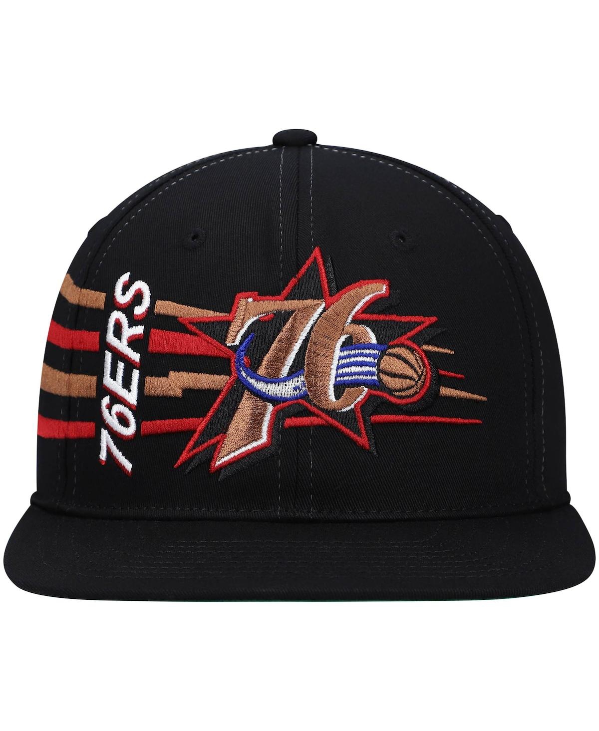 Mitchell & Ness Men's  Black Philadelphia 76ers Hardwood Classics Retro Bolt Deadstock Snapback Hat In Black