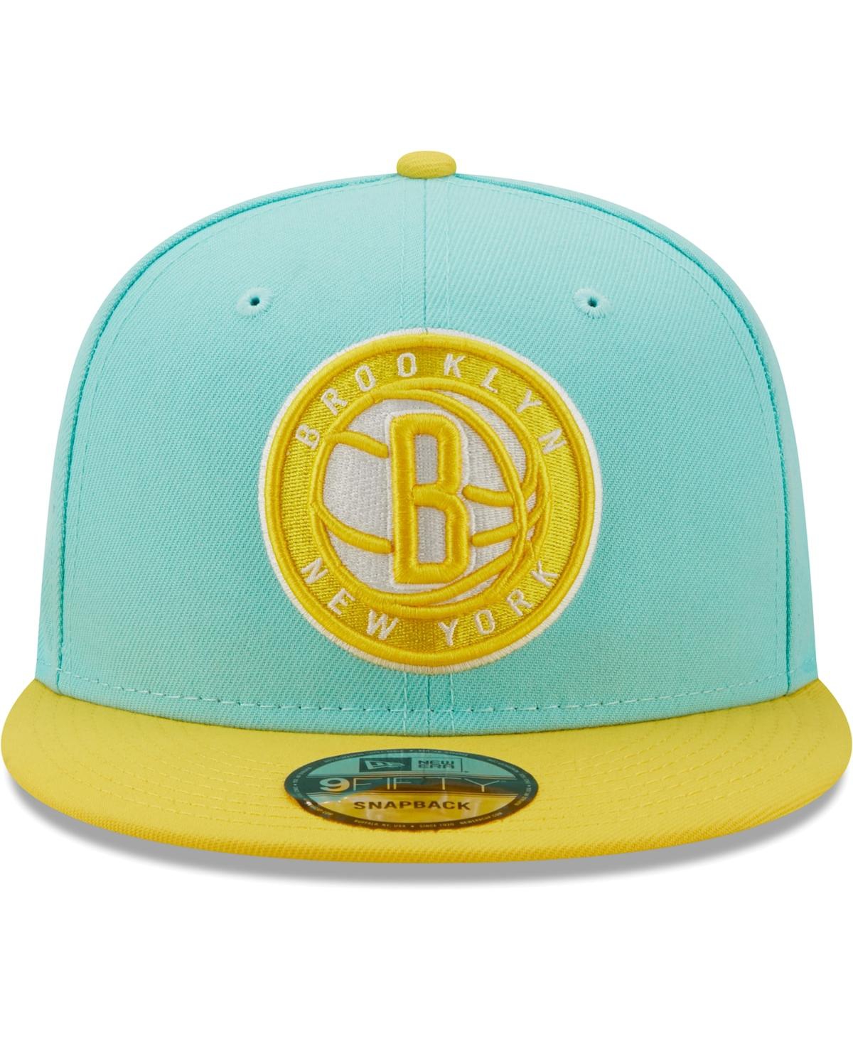 Shop New Era Men's  Turquoise, Yellow Brooklyn Nets Color Pack 9fifty Snapback Hat In Turquoise,yellow