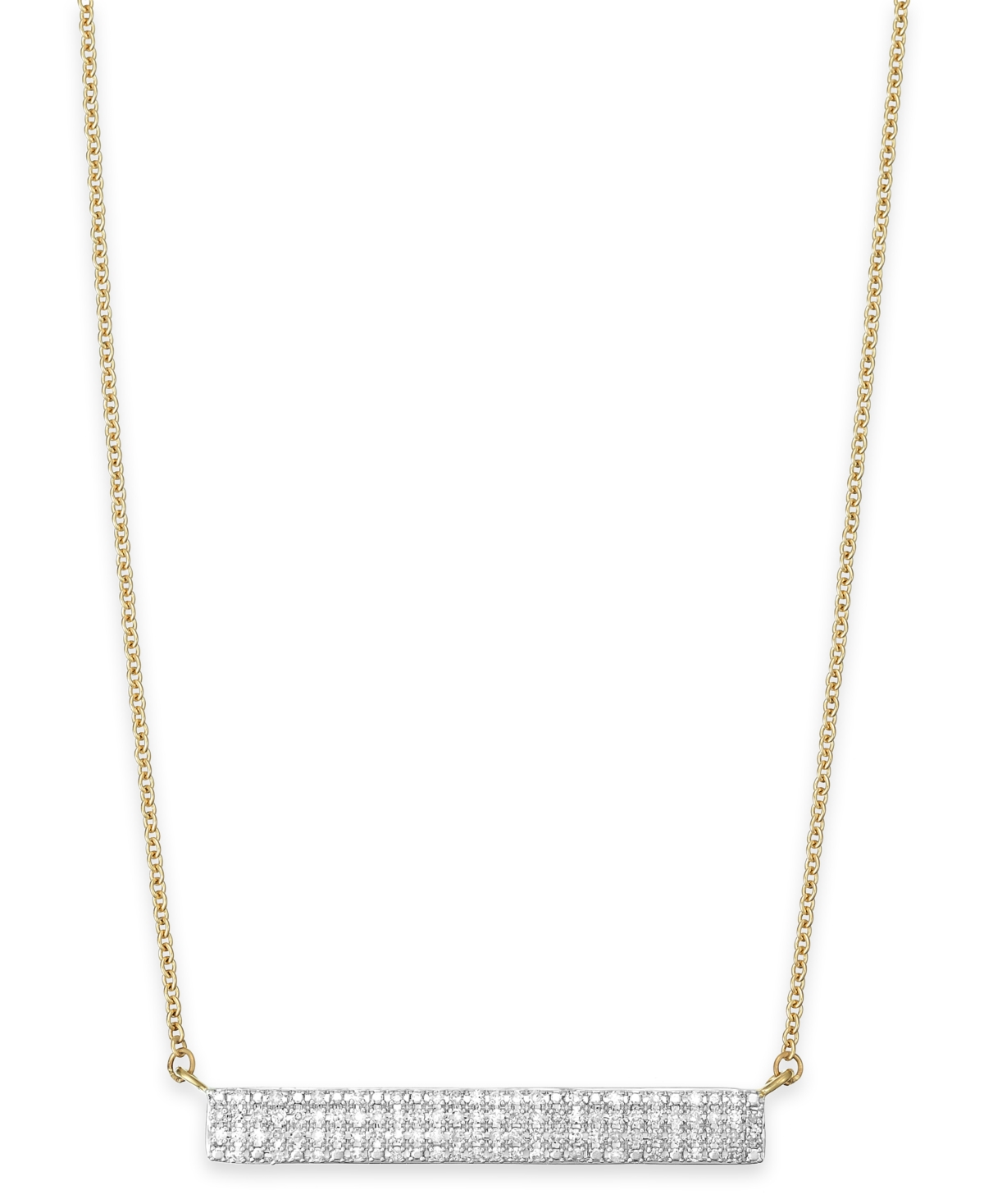Wrapped Diamond Pave Bar Pendant Necklace (1/4 Ct. T.w.) In 10k Gold, 16" + 2" Extender, Created For Macy's In Yellow Gold