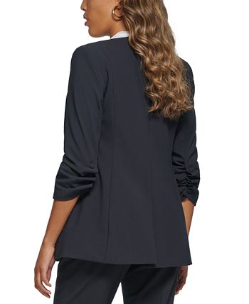 Calvin Klein Petite Open Front Scrunched Sleeve Jacket - Macy's