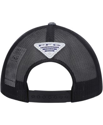 Men's Heathered Charcoal, Black PFG Fish Flag COOLMAX Trucker Snapback Hat