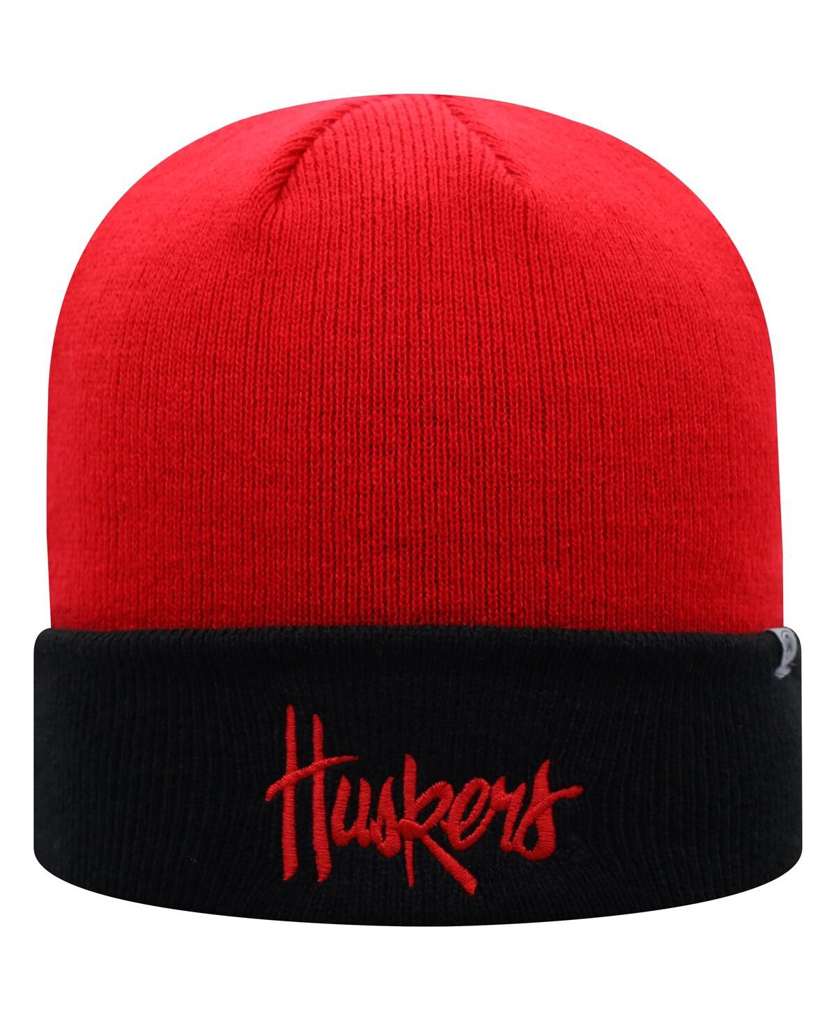 Top Of The World Men's  Scarlet And Black Nebraska Huskers Core 2-tone Cuffed Knit Hat In Scarlet,black