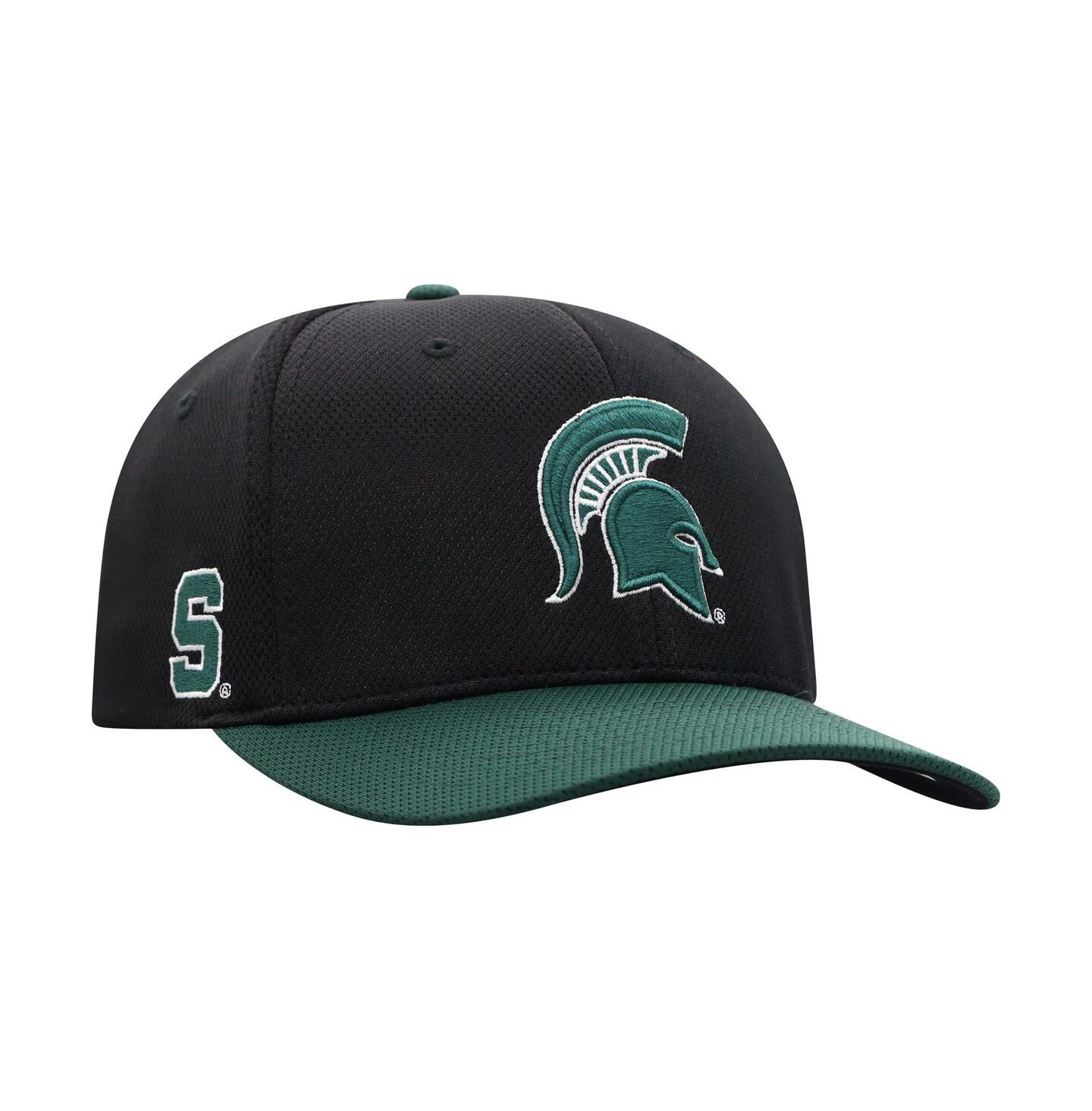 Мужская кепка Top of the World Black, Green Michigan State Spartans Two-Tone Reflex Hybrid Tech Flex Hat — фото 2