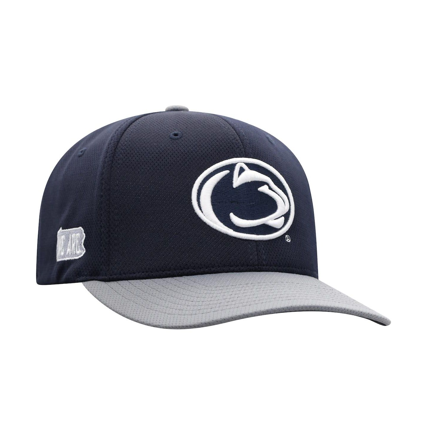 Мужская кепка Top of the World Navy, Gray Penn State Nittany Lions Two-Tone Reflex Hybrid Tech Flex Hat — фото 1