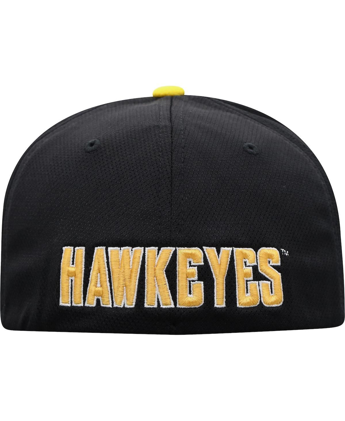 Shop Top Of The World Men's  Black, Gold Iowa Hawkeyes Two-tone Reflex Hybrid Tech Flex Hat