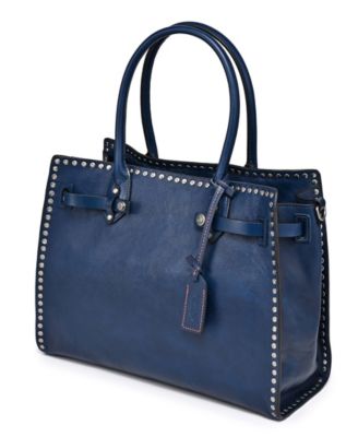 Westland Large Studded Leather Satchel Bag