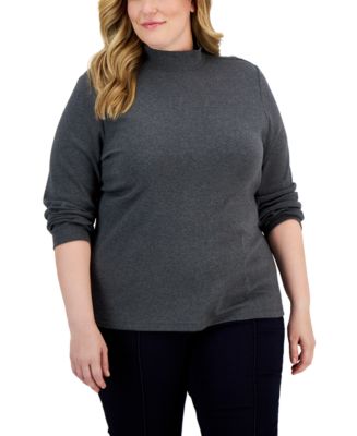 Karen Scott Plus Size Mock-Neck Top, Created for Macy's - Macy's