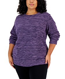 Plus Size Space-Dyed Microfleece Top, Created for Macy's
