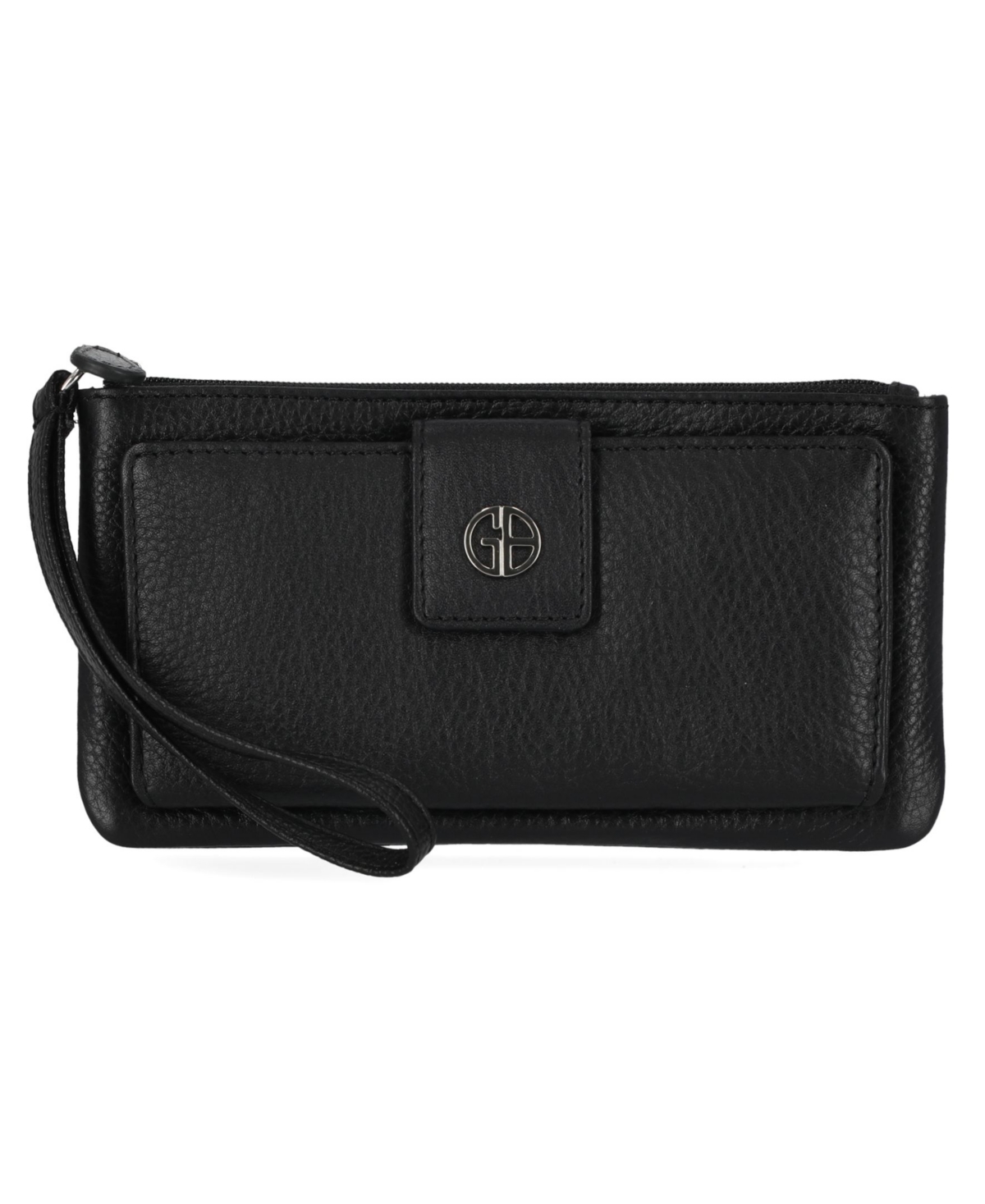 Giani Bernini Softy Grab & Go Leather Wristlet, Created For Macy's In Black,silver